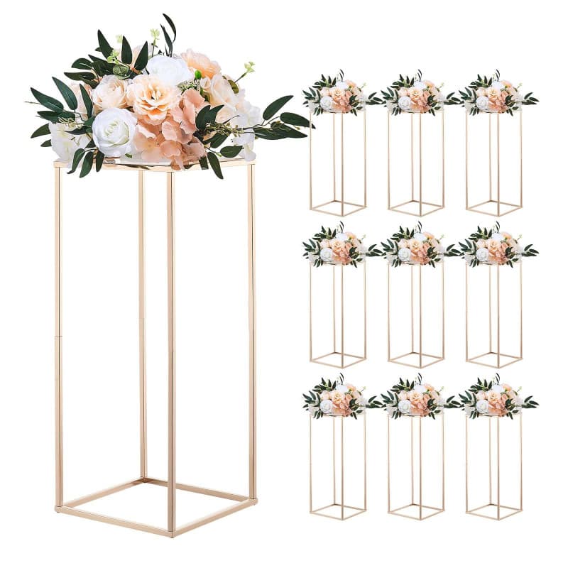 VEVOR Support Floral Doré pour Mariage - Lot de 10 Présentoirs Élégants