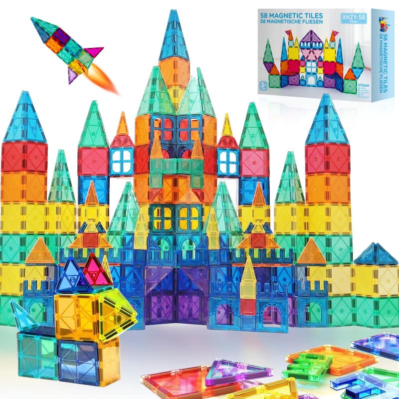 Blocs de Construction Magnétiques SURFOU - 58 Pièces pour Enfants de 3 à 7 Ans