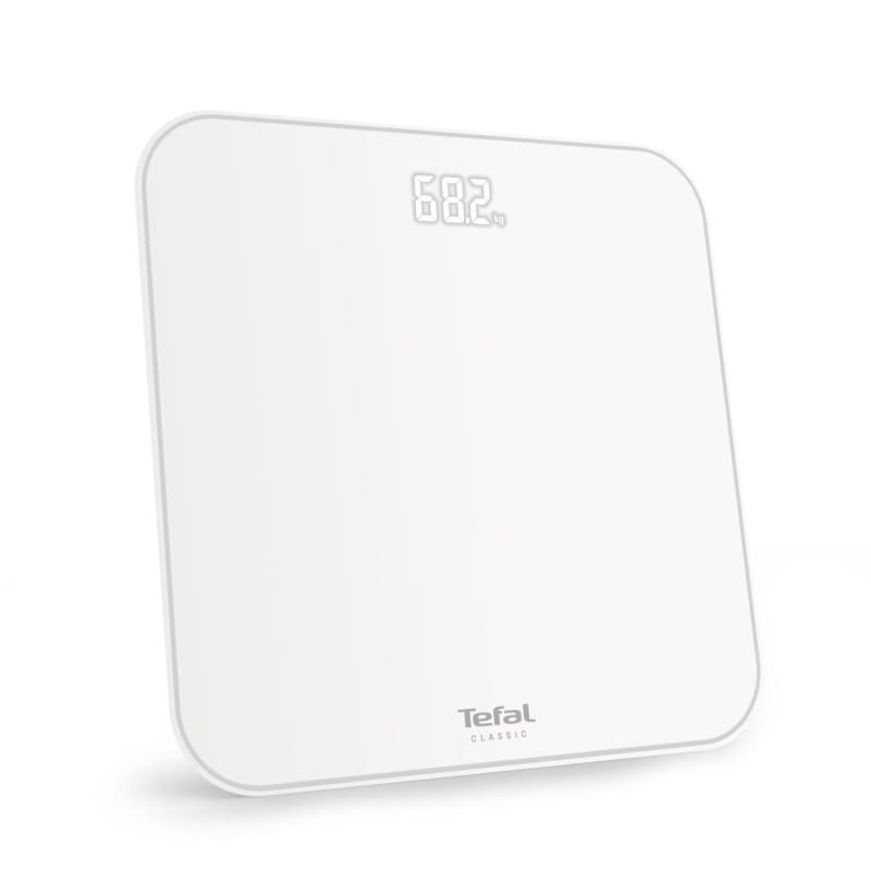 Tefal Classic 2.0 - Pèse-personne Ultra Plat avec Grand Écran LED - Capacité 180kg - Blanc