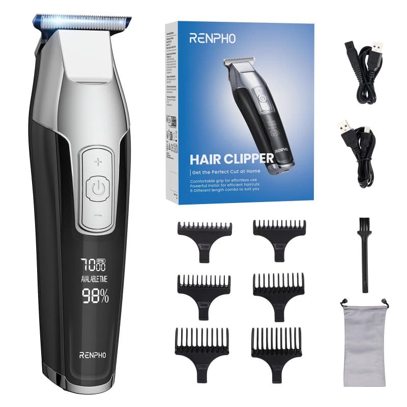 Tondeuse à Cheveux et Barbe RENPHO avec Écran LED et Lames en Acier Inoxydable