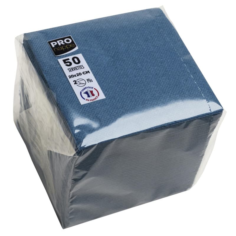 Serviettes Cocktail Micro-Gaufrées 20x20 cm - Bleu Pacifique - 50 Unités