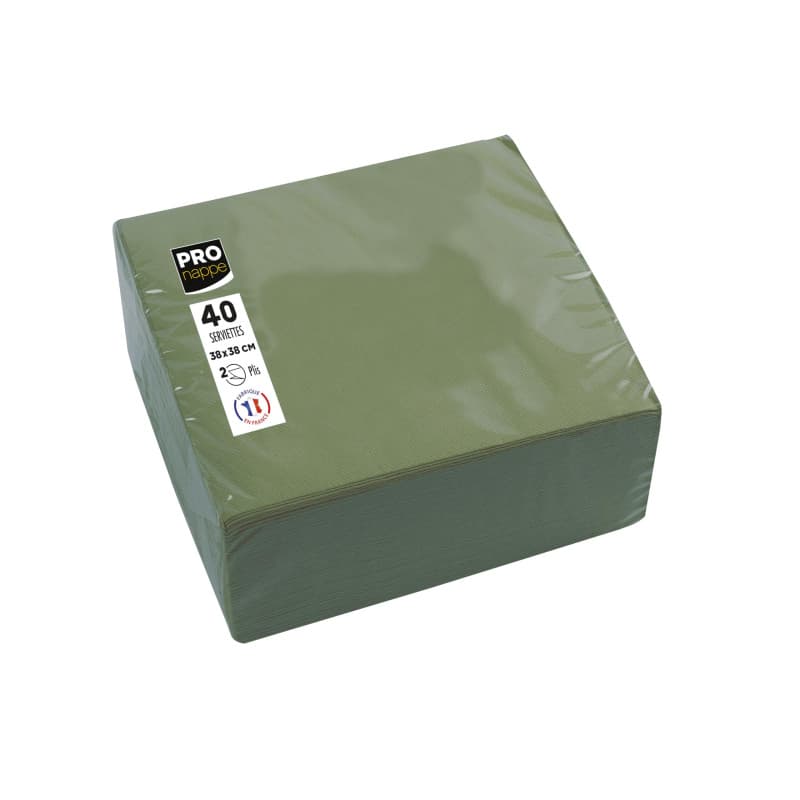 Serviettes en Papier Micro-Gaufré Vert Olive - Pack de 40