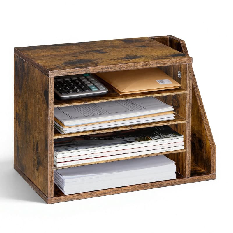 Trieur de Bureau en Bois VEVOR avec Étagères Amovibles - Organisateur de Documents et Magazines