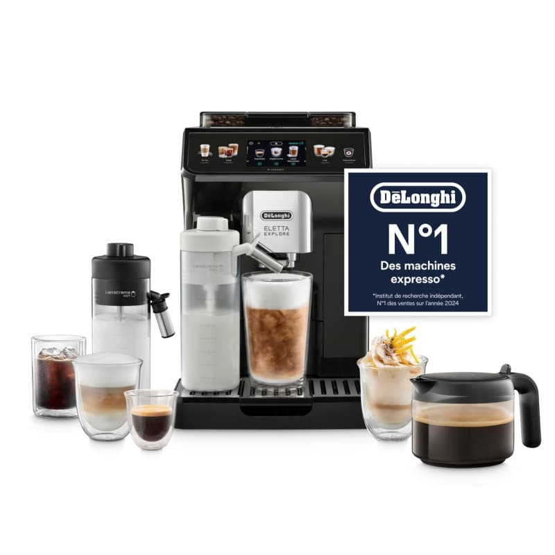 De'Longhi Eletta Explore Cold Brew ECAM452.67.G, Machine à Café Barista avec LatteCrema Hot and Cool, Machine à Espresso, Machin