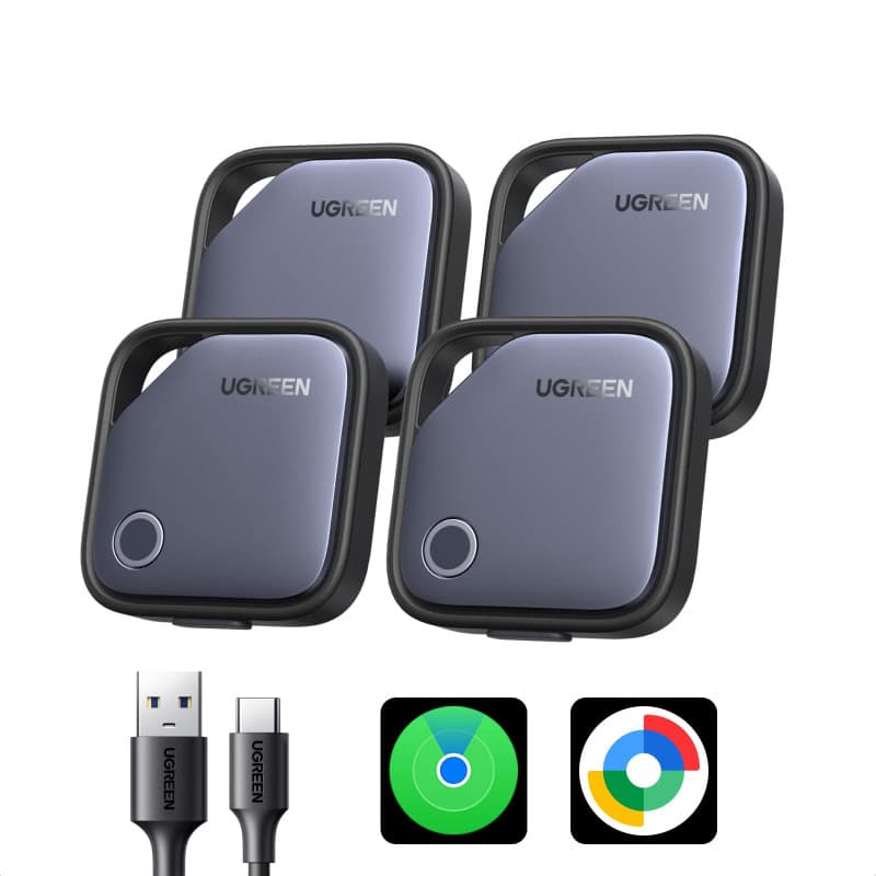 UGREEN FineTrack Duo Tag Traceur Fonctionne avec iOS Find My et Android Find Hub Recharge USB C Localisateur Objets Bluetooth po