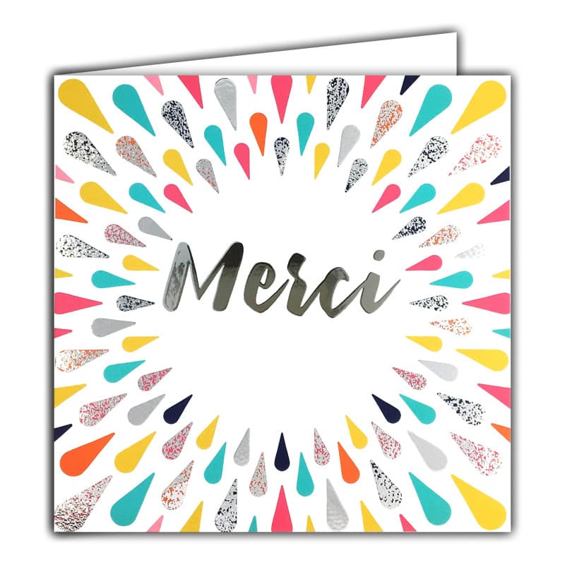 Carte Carrée Argentée 'Merci' pour Remerciements Élégants