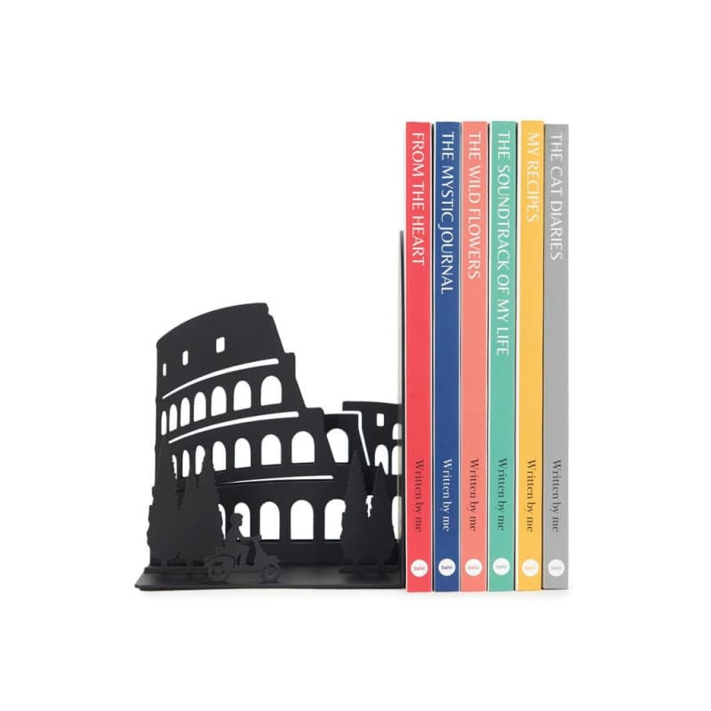 Serre-Livres Rome en Métal Noir - Design Antidérapant et Résistant