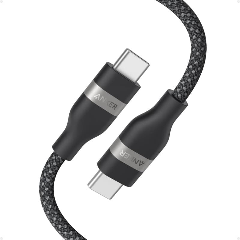 Câble USB-C Anker 240W Tressé Upcyclé - Charge Rapide pour iPhone et MacBook (0,9m, Noir)