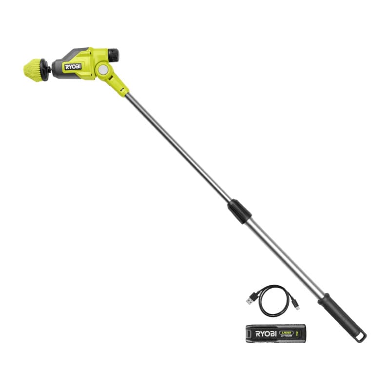 Brosse motorisée télescopique RYOBI 4V avec 2 brosses interchangeables