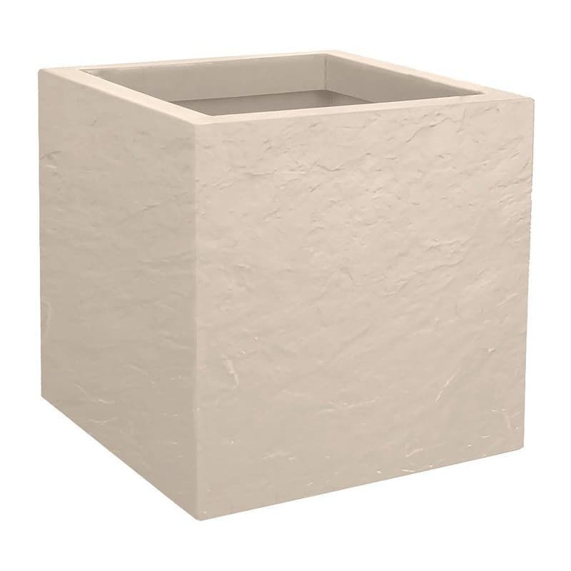 Pot de Fleurs Carré Beige Calcaire 30 cm - EDA Volcania Up