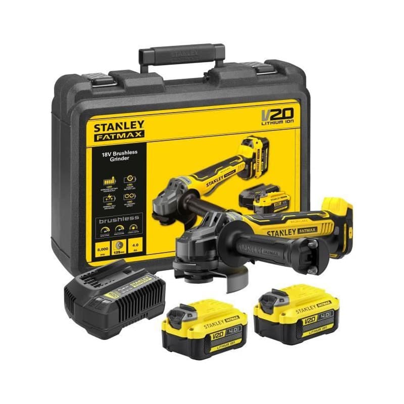 Meuleuse d'angle sans fil 18V STANLEY FATMAX avec 2 batteries 4Ah