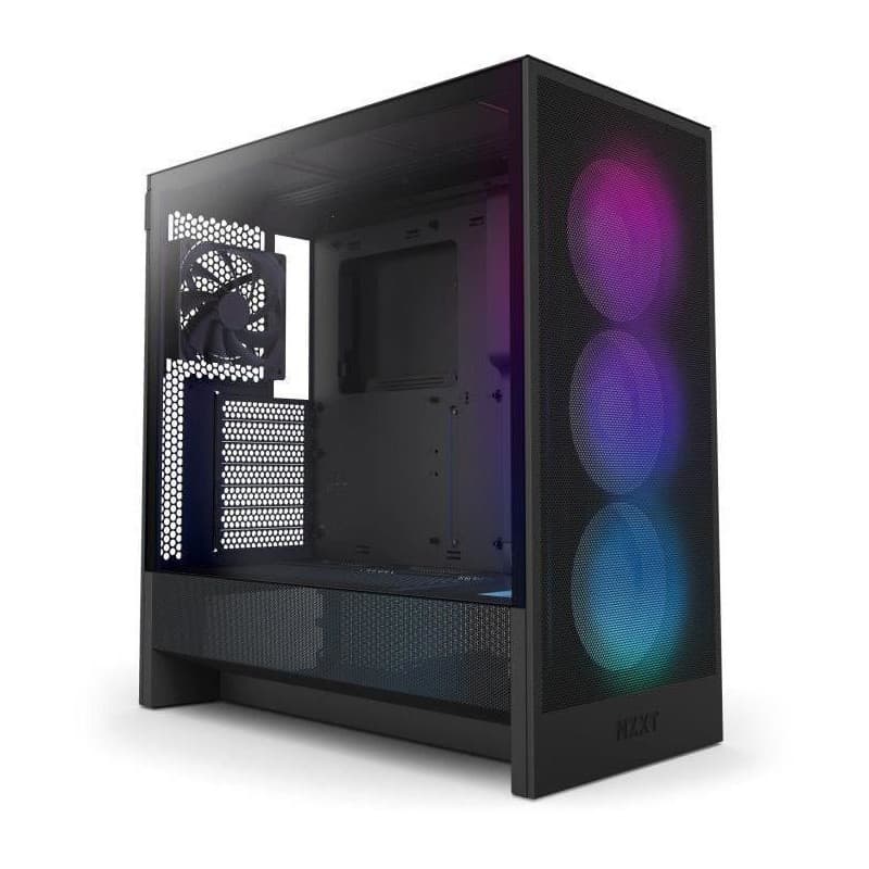 Boîtier PC NZXT H5 Flow RGB - Moyen Tour Compact avec Ventilateurs Inclus - Noir
