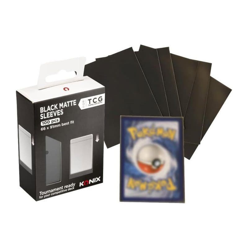 Pochettes de Protection Konix pour Cartes - 100 Unités - Noir Mat