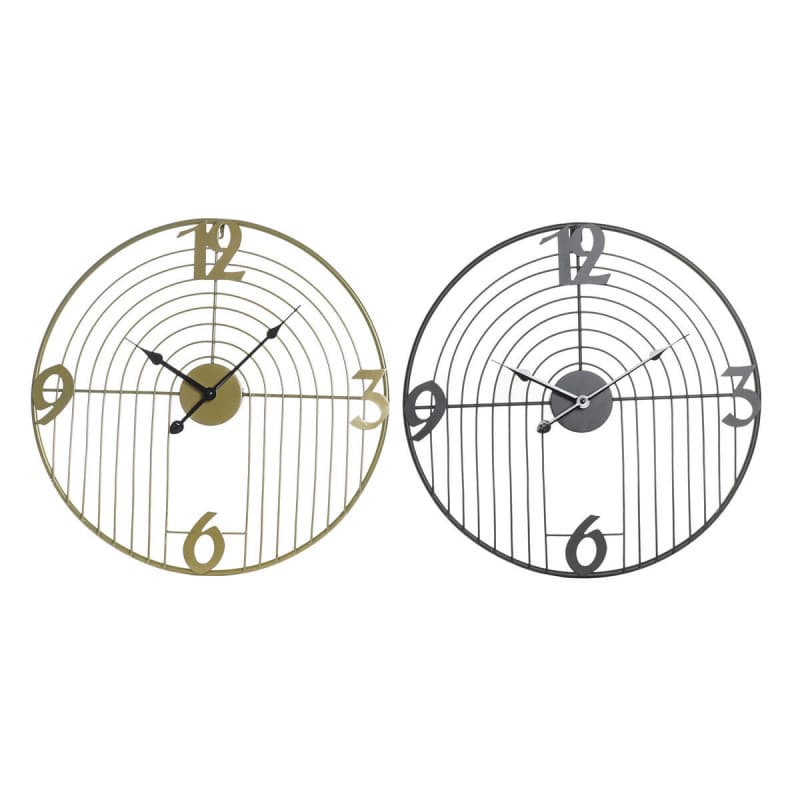 Horloge Murale DKD Home Decor Noir Doré Métal Moderne 45 x 3 x 45 cm (2 Unités)