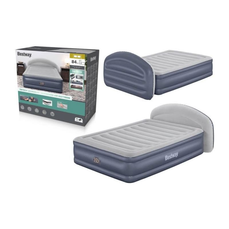 Matelas Gonflable BESTWAY Queen avec Pompe Électrique et Tête de Lit LoungeLux