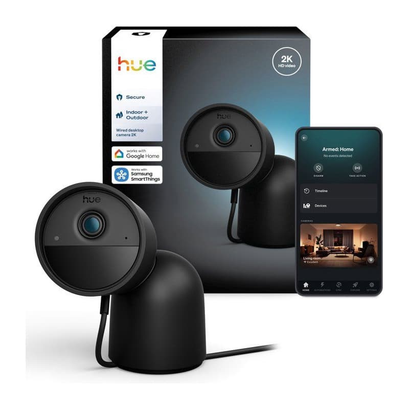 Caméra de Surveillance Connectée Philips Hue - Extérieur Filaire 2K Noir