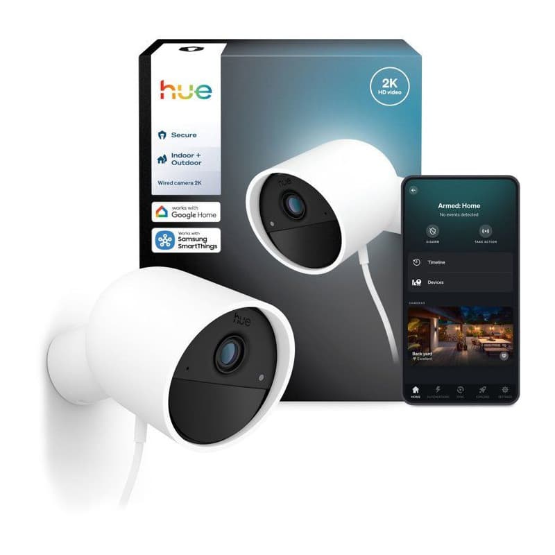 Caméra de Surveillance Connectée Philips Hue - Extérieur Filaire 2K avec Vision Nocturne