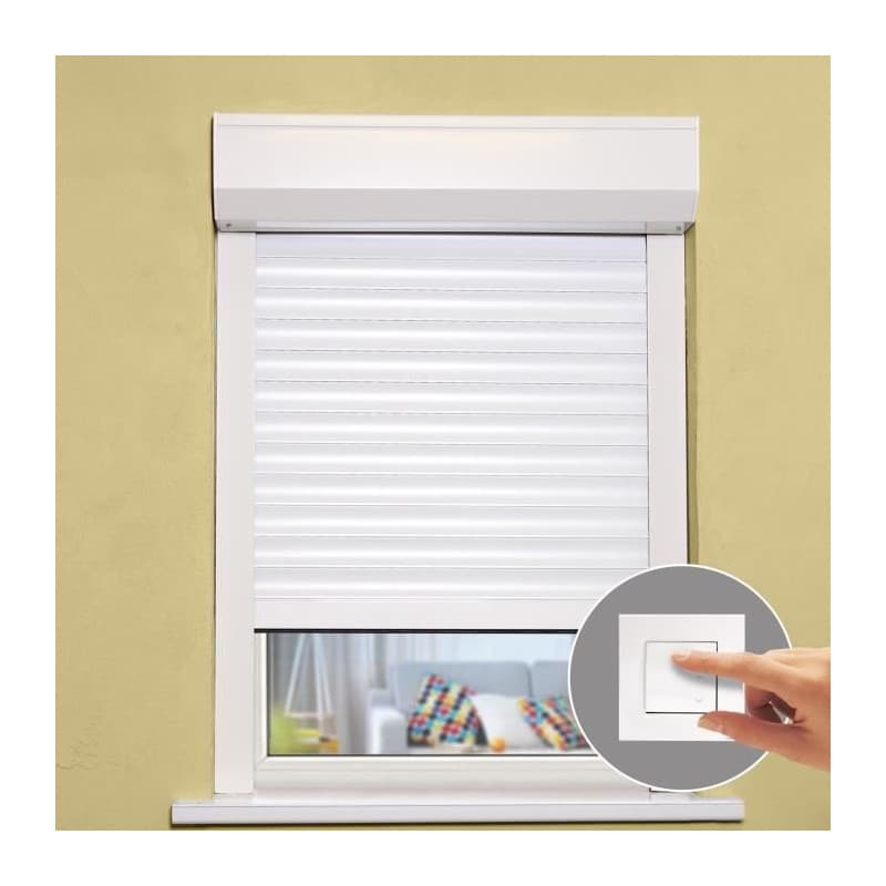 Volet Roulant Électrique en Aluminium Blanc - H120 cm x L100 cm, Recoupable