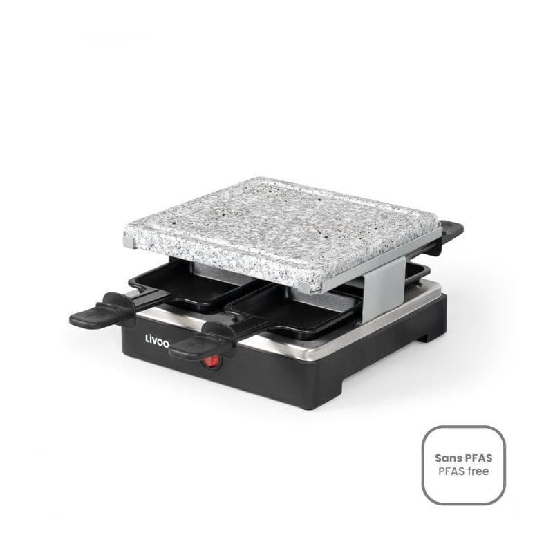 Appareil à raclette LIVOO DOC242 pour 4 personnes - 600 W avec plateau en granit
