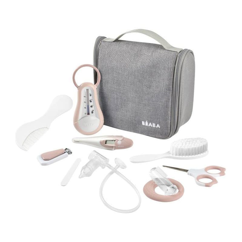 Trousse de Toilette Nomade avec 10 Accessoires pour Bébé - Vieux Rose