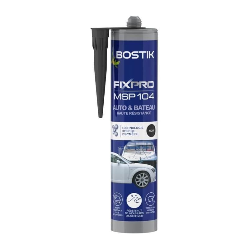 Colle BOSTIK FIXPRO MSP 104 - Mastic Noir 290 ml pour Bricolage et Nautisme