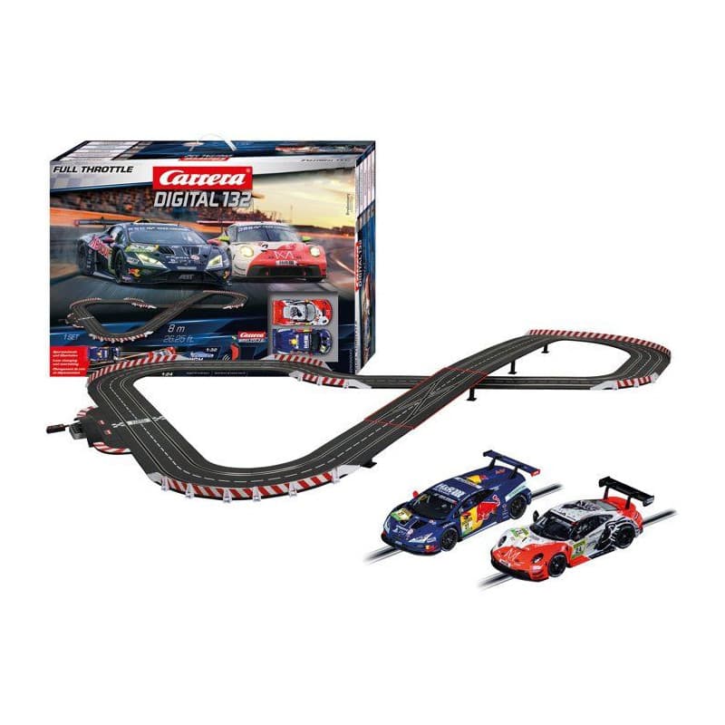 Circuit Électrique Carrera Digital 132 Full Throttle avec 2 Voitures GT