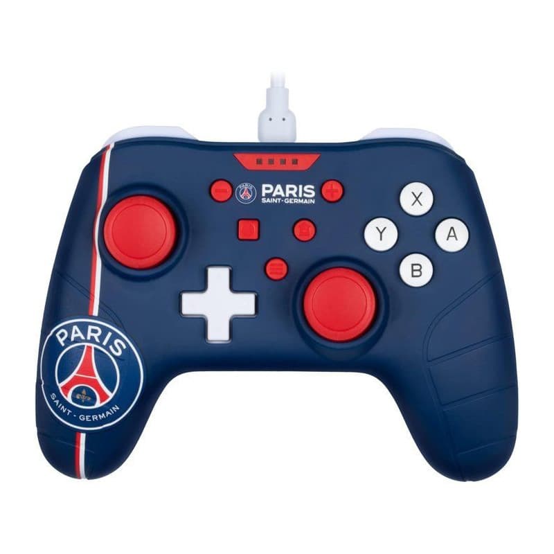 Manette de jeu Konix pour Nintendo Switch et PC - Filaire avec Vibration - Bleu, Blanc et Rouge