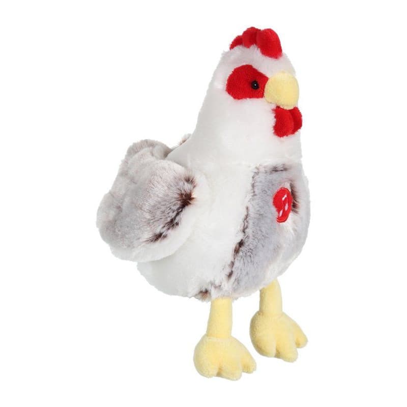 Poule Sonore en Peluche - GIPSY TOYS - 22 cm - Blanc et Marron