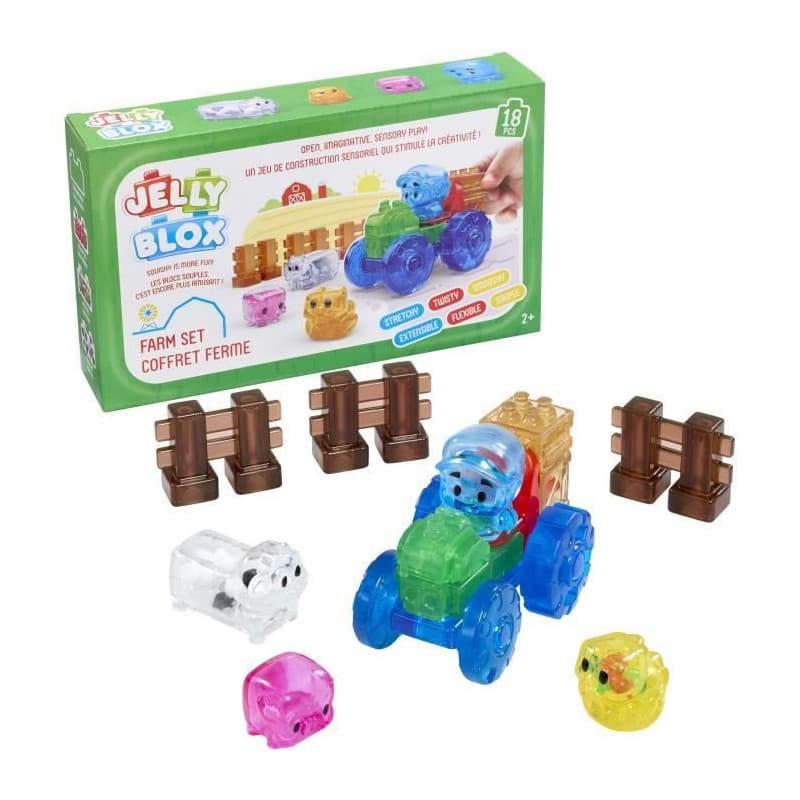 Coffret Ferme Jelly Blox - Jeu de Construction Souple pour Enfants
