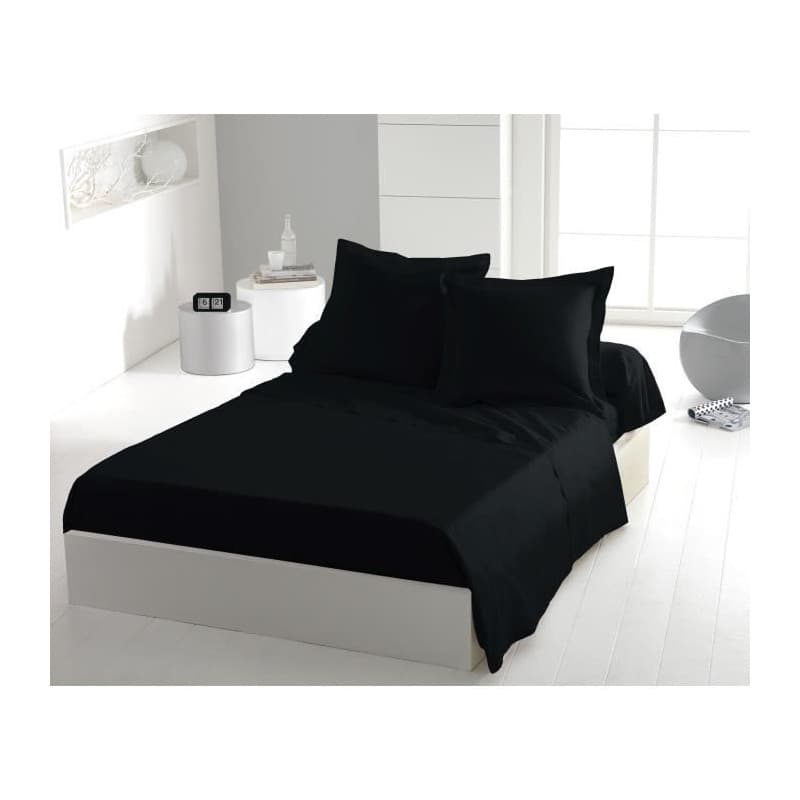 Drap Plat Microfibre Noir 180 x 290 cm - HOME LINGE PASSION