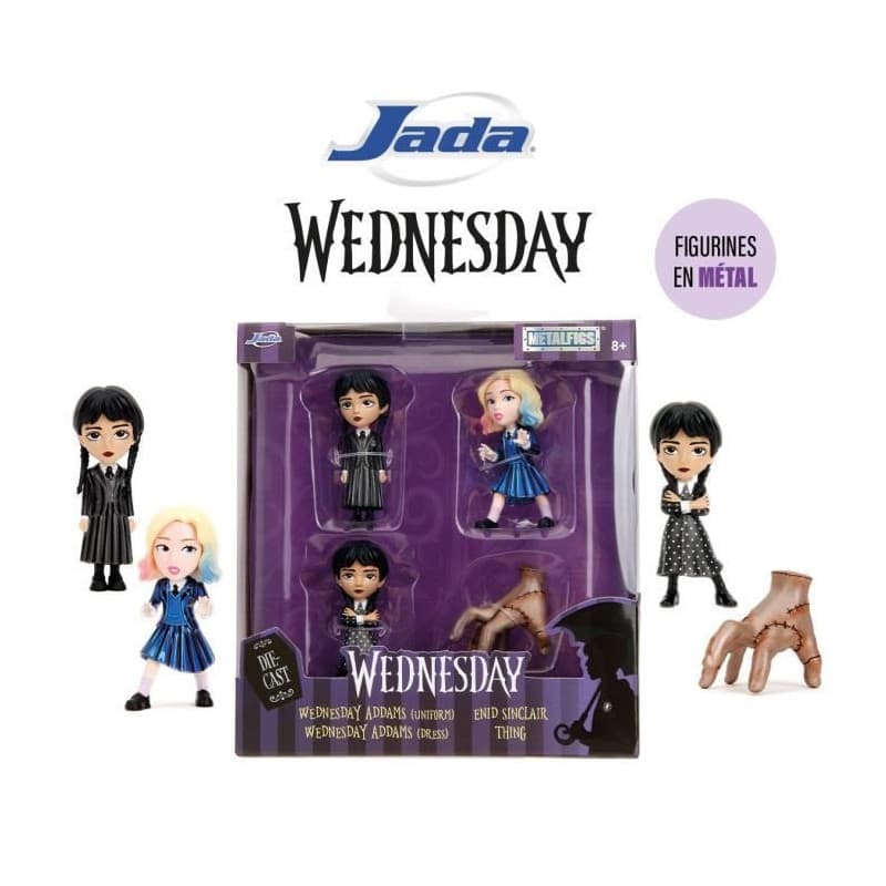 Coffret de 4 Figurines Métalliques Mercredi - Série Netflix - 6,5 cm