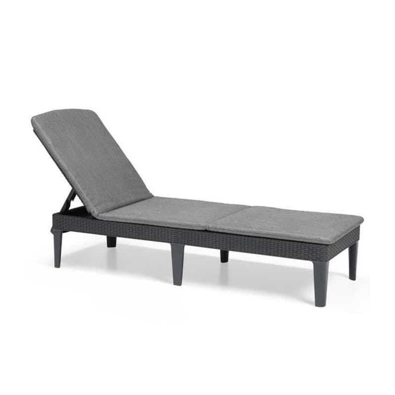 Chaise Longue JAIPUR en Résine Imitation Rotin - Gris Graphite avec Dossier Réglable