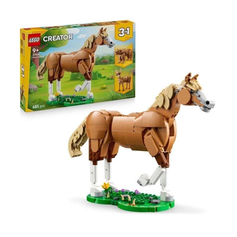 LEGO Creator 3-en-1 Le Beau Cheval - Jeu de Construction Créatif