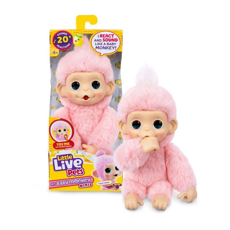 Peluche Interactive Mon Bébé Singe Mini - Rose - LITTLE LIVE PETS