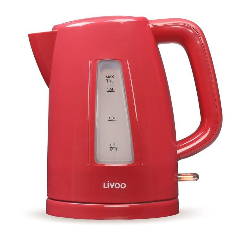 Bouilloire Électrique Rouge LIVOO 1,7 L - 2200 W avec Socle 360°