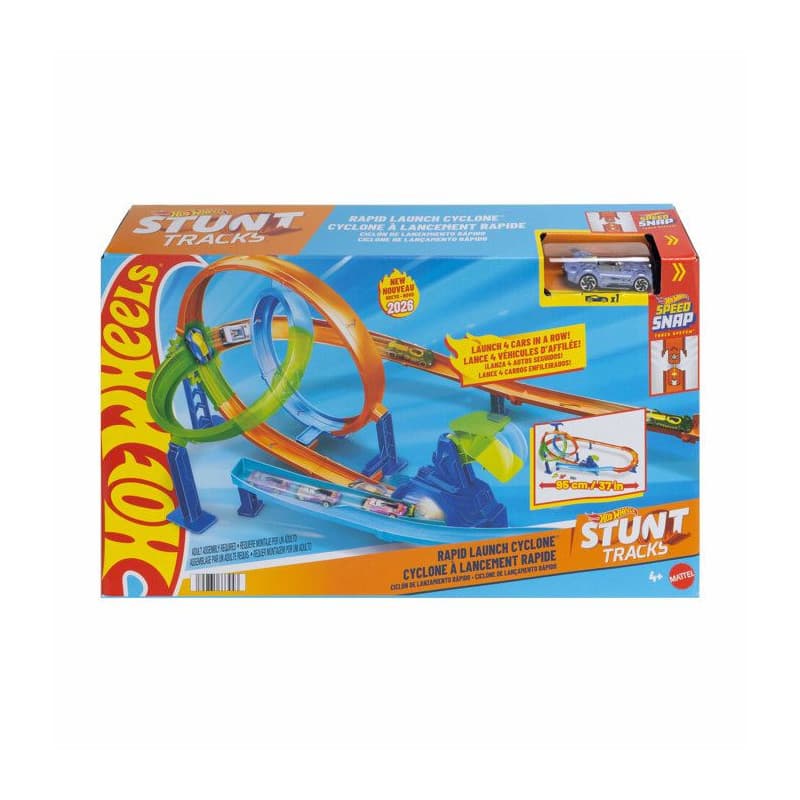Piste Looping Cyclone Hot Wheels avec Lanceur Multi-Véhicules