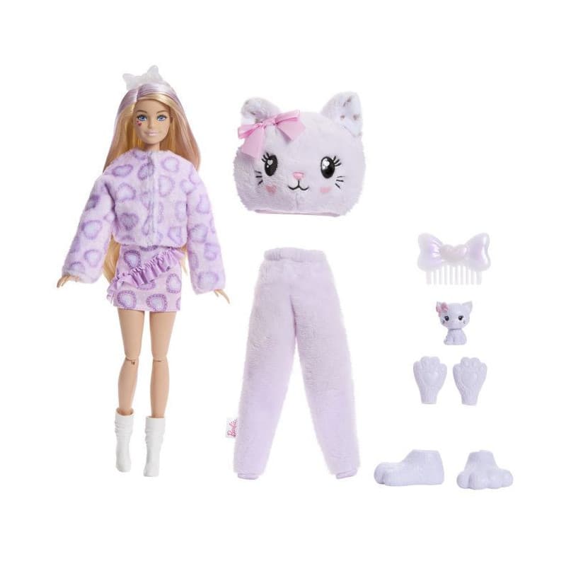 Barbie Cutie Reveal - Poupée Chat Mauve avec Accessoires Surprises