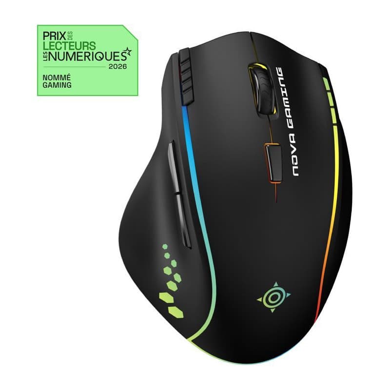 Souris Gaming Sans Fil Nova Gaming Persee - Noir Ergonomique