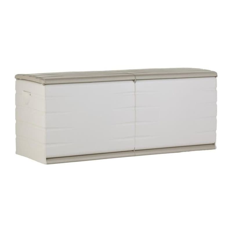 Coffre de Rangement Beige 450L avec Roulettes et Cadenassage