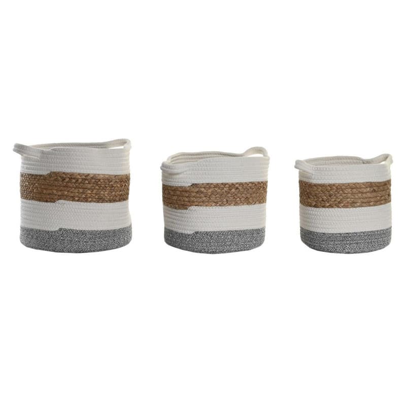 Set de basket DKD Home Decor Blanc Fibre naturelle 30 x 30 x 26 cm 3 Pièces