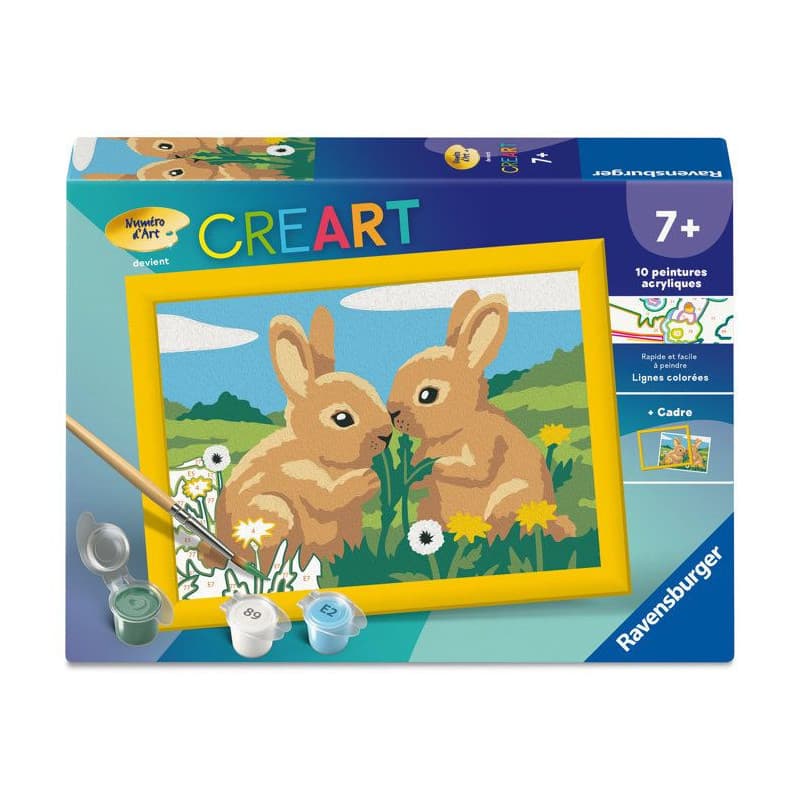 Kit de Peinture par Numéros Ravensburger - Lapins Mignons 13x18cm