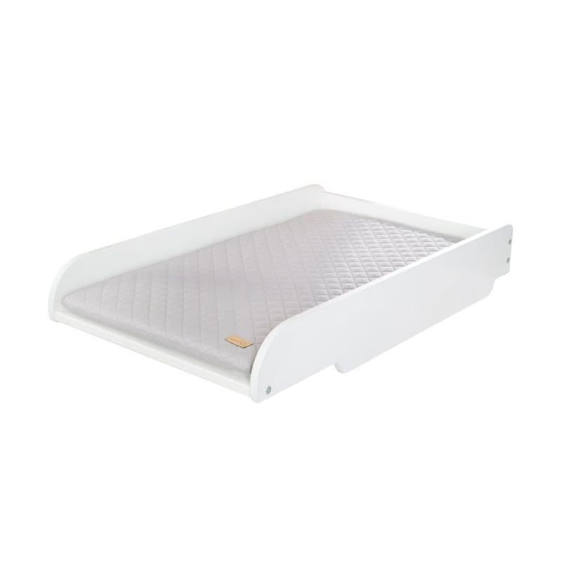 Plan à Langer en Bois Laqué Blanc avec Matelas Gris - ROBA