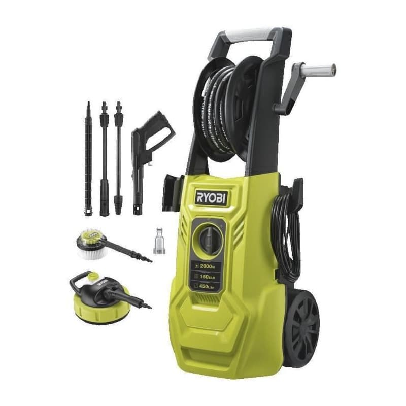 Nettoyeur Haute Pression RYOBI 2000 W - 150 Bars avec Accessoires