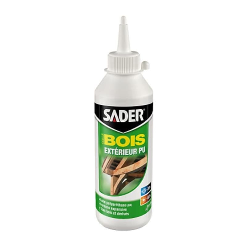 Colle Bois Extérieur SADER PU Polyuréthane 250 g - Ultra Résistante à l'Humidité