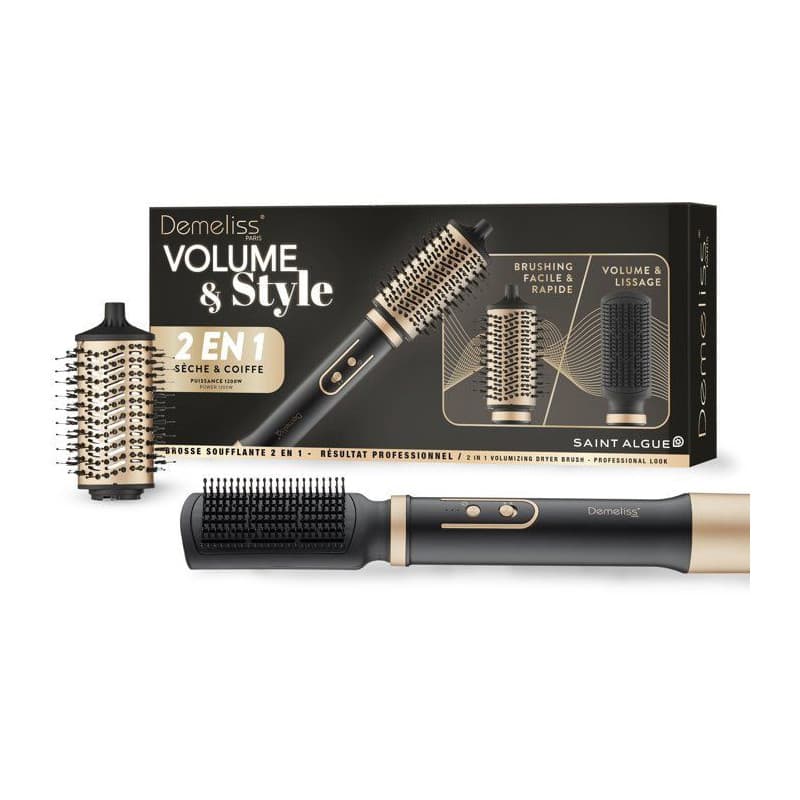 Brosse Soufflante 2-en-1 SAINT ALGUE - Volume & Style Noir/Or
