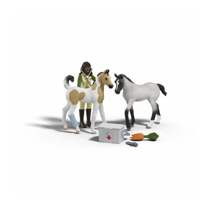 Figurine Sarah et ses bébés animaux - Soins vétérinaires Schleich