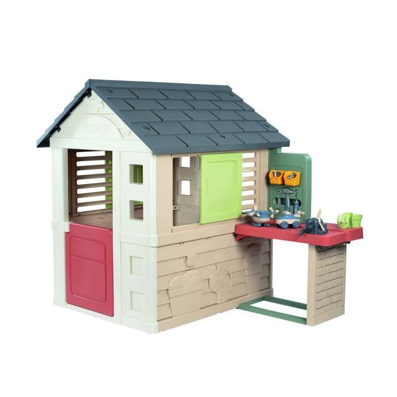 Maison Nature Smoby avec Atelier - Espace de Jeu Extérieur pour Enfants