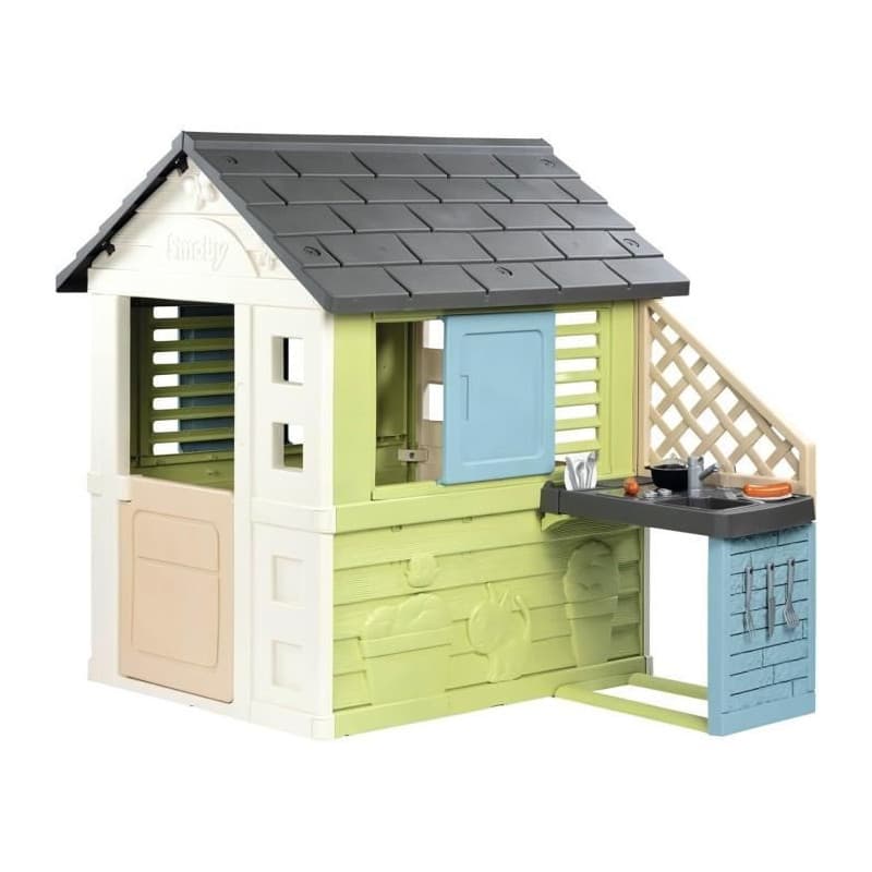 Maison Pretty Smoby avec Cuisine d'Été et 17 Accessoires
