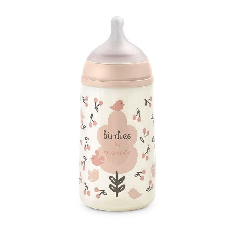 Biberon Suavinex Birdies 270 ml avec Tétine SX Pro M - Rose