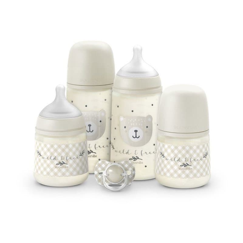 Coffret Nouveau-Né SUAVINEX Wild&Free - Biberons et Sucette Beige